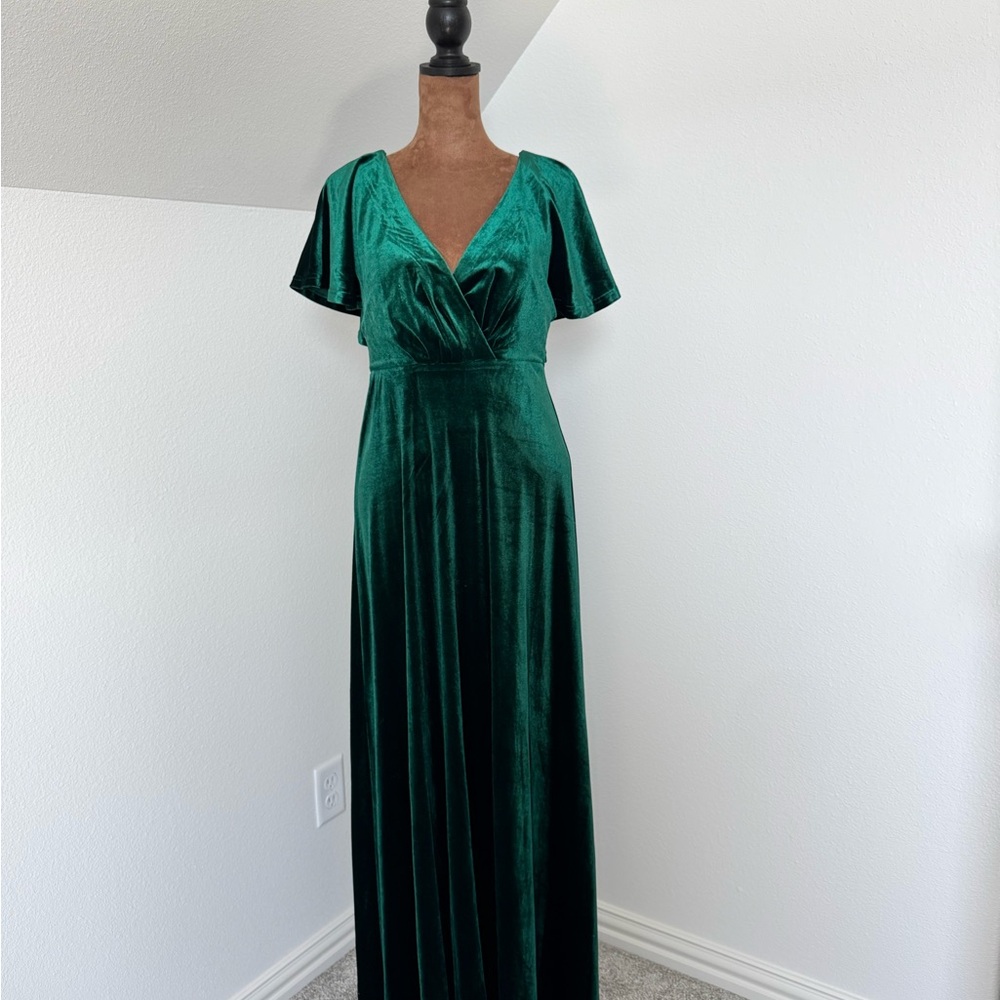 In Bloom Deep Green Velvet Maxi Dress
